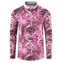 Hawaii Pink Tropical Leaves Button Sweatshirt LT01 Pink - Polynesian Pride