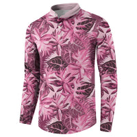 Hawaii Pink Tropical Leaves Button Sweatshirt LT01 - Polynesian Pride