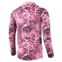 Hawaii Pink Tropical Leaves Button Sweatshirt LT01 - Polynesian Pride