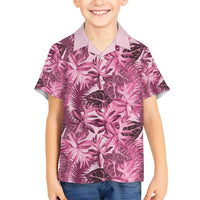 Hawaii Pink Tropical Leaves Kid Hawaiian Shirt LT01 Kid Pink - Polynesian Pride