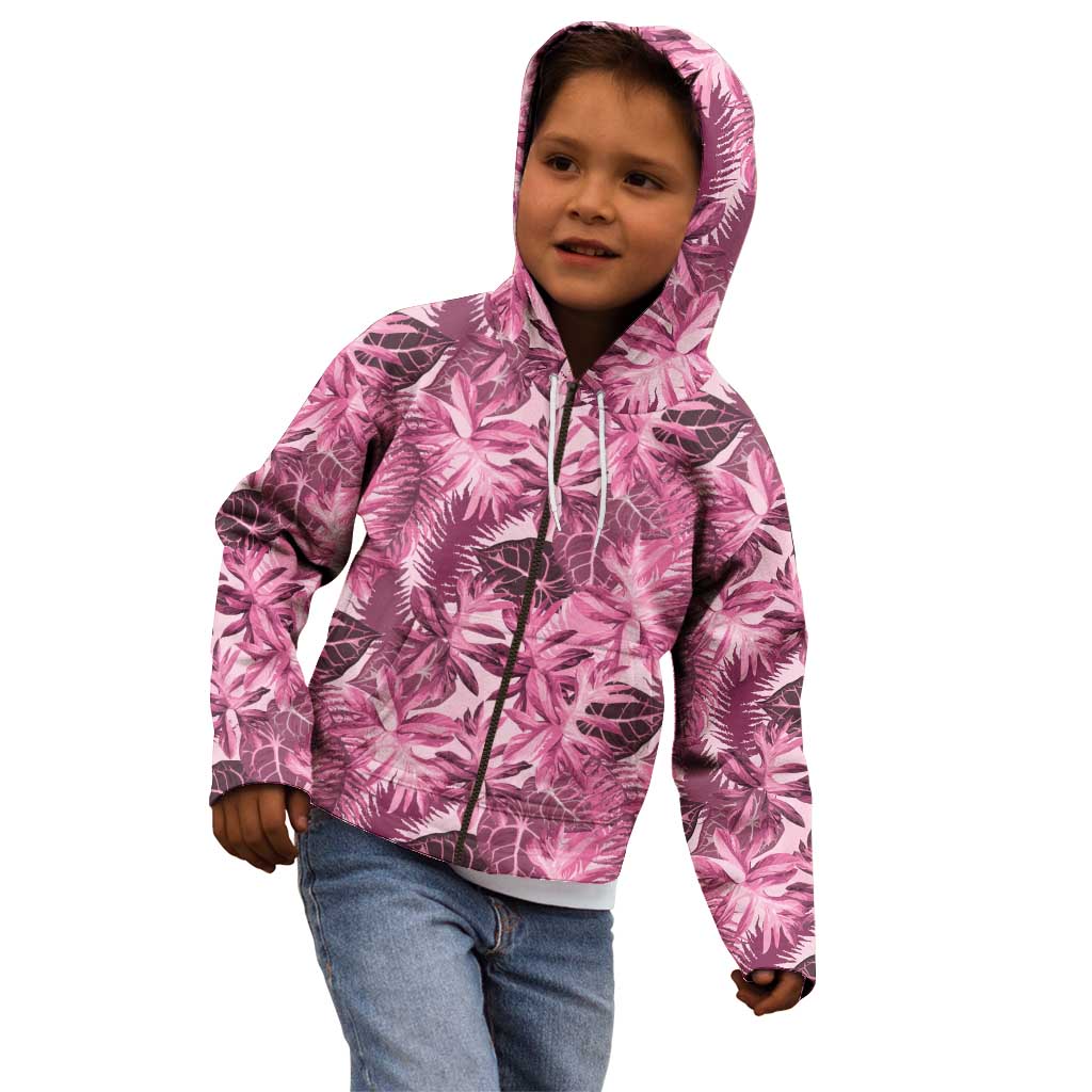 Hawaii Pink Tropical Leaves Kid Hoodie LT01 - Polynesian Pride