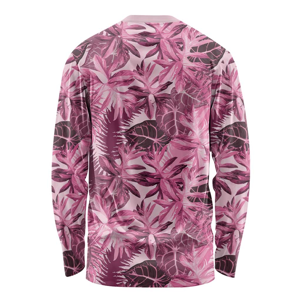 Hawaii Pink Tropical Leaves Long Sleeve Shirt LT01 - Polynesian Pride