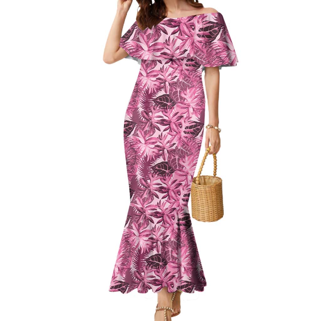 Hawaii Pink Tropical Leaves Mermaid Dress LT01 Women Pink - Polynesian Pride