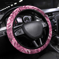 Hawaii Pink Tropical Leaves Steering Wheel Cover LT01 Universal Fit Pink - Polynesian Pride