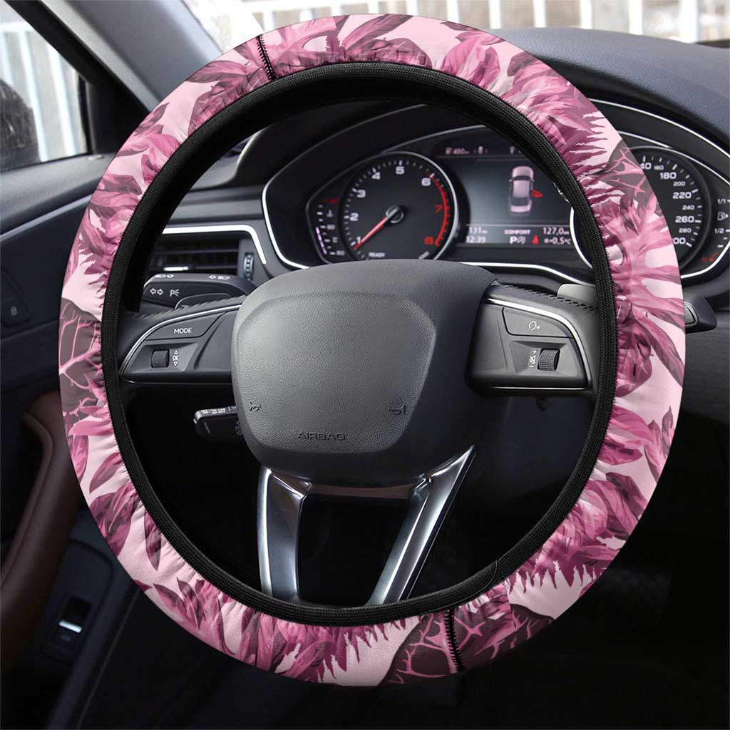 Hawaii Pink Tropical Leaves Steering Wheel Cover LT01 - Polynesian Pride