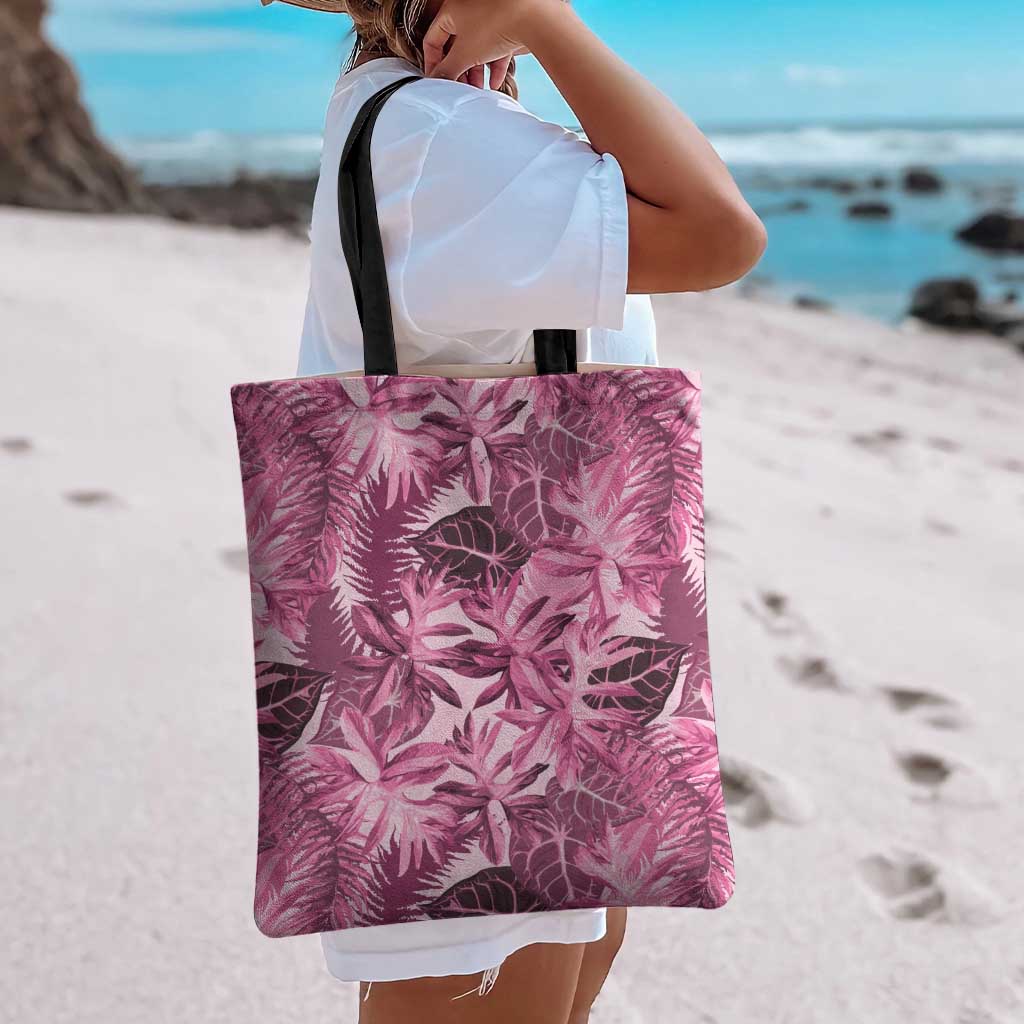 Hawaii Pink Tropical Leaves Tote Bag LT01 - Polynesian Pride