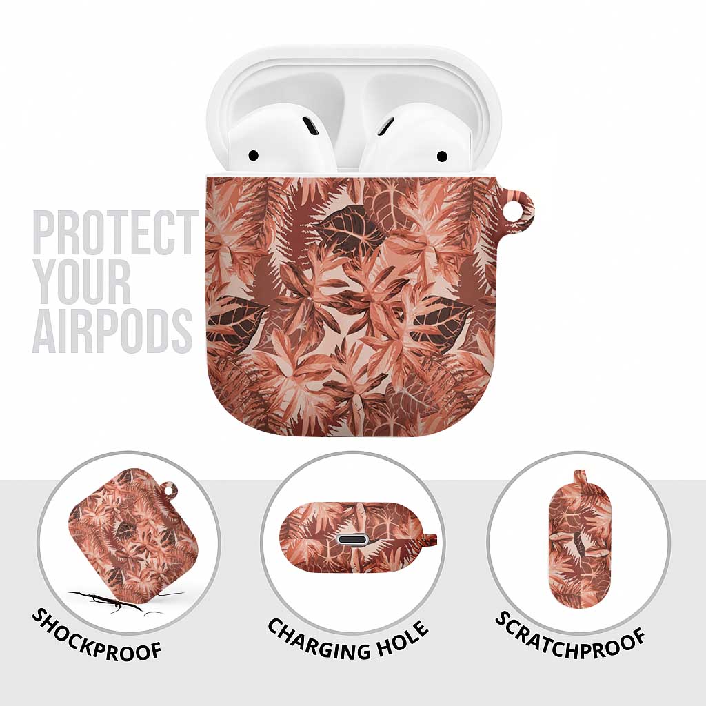 Hawaii Red Brown Tropical Leaves AirPods Case LT01 - Polynesian Pride