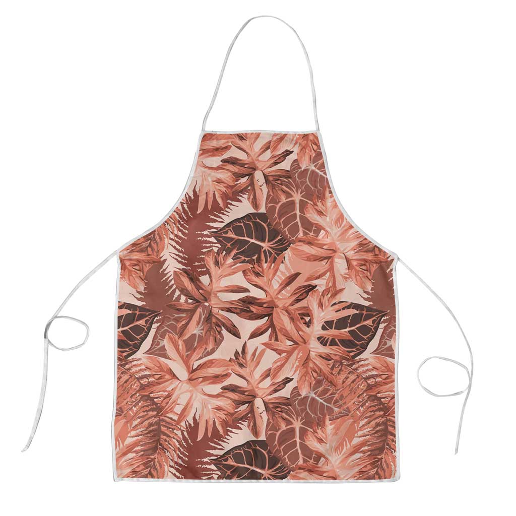 Hawaii Red Brown Tropical Leaves Apron LT01 Brown - Polynesian Pride