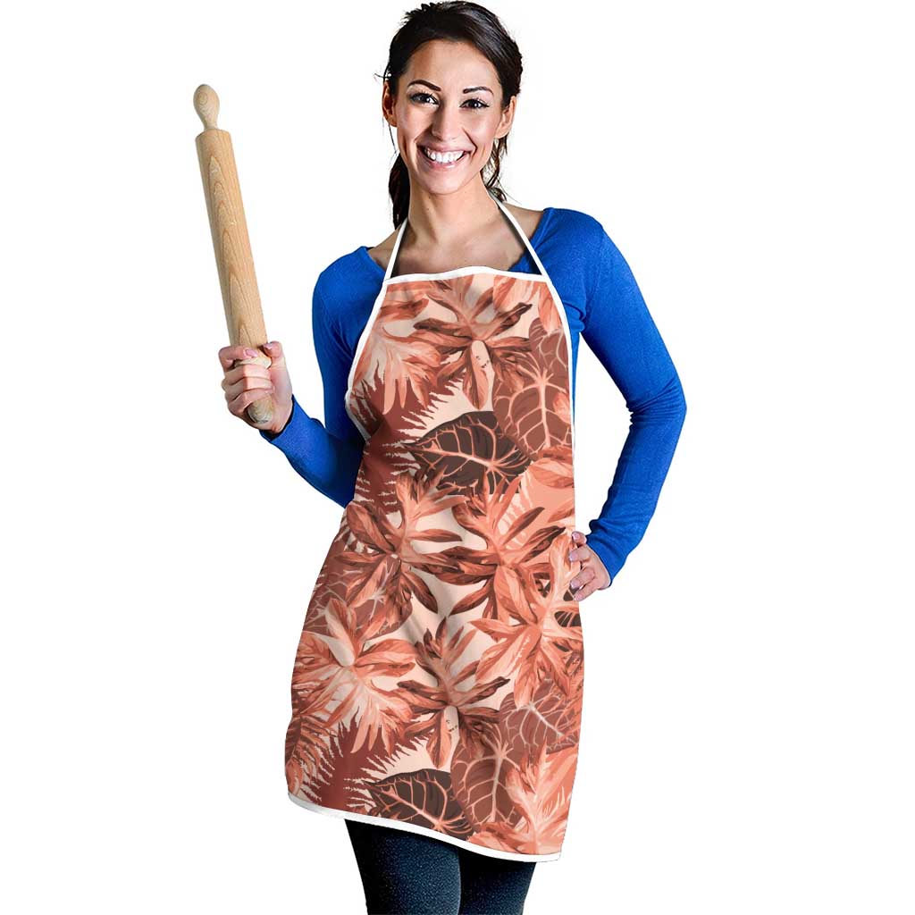 Hawaii Red Brown Tropical Leaves Apron LT01 - Polynesian Pride
