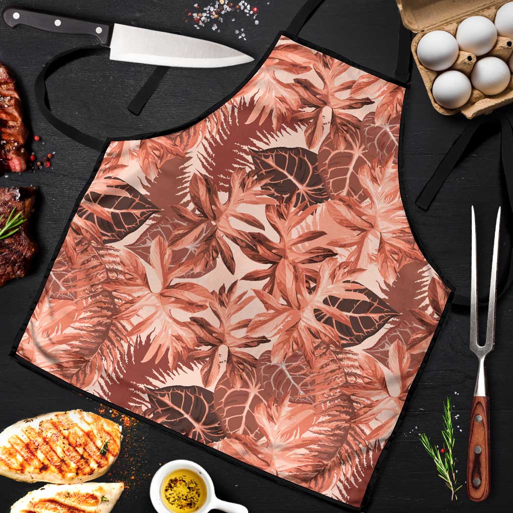 Hawaii Red Brown Tropical Leaves Apron LT01 Brown - Polynesian Pride