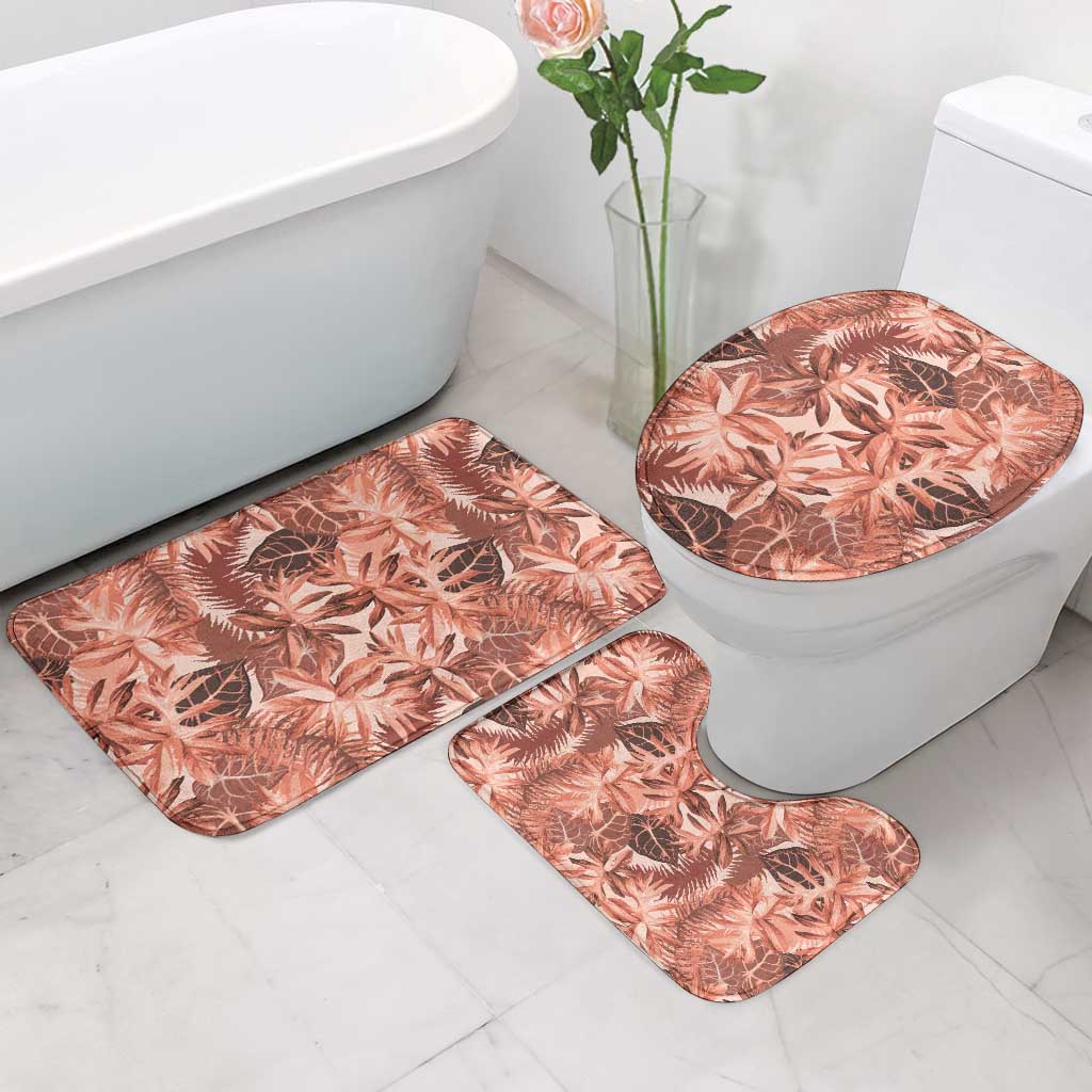 Hawaii Red Brown Tropical Leaves Bathroom Set LT01 - Polynesian Pride