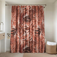 Hawaii Red Brown Tropical Leaves Bathroom Set LT01 Shower Curtain Only Brown - Polynesian Pride