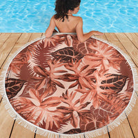 Hawaii Red Brown Tropical Leaves Beach Blanket LT01 - Polynesian Pride
