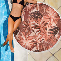 Hawaii Red Brown Tropical Leaves Beach Blanket LT01 - Polynesian Pride