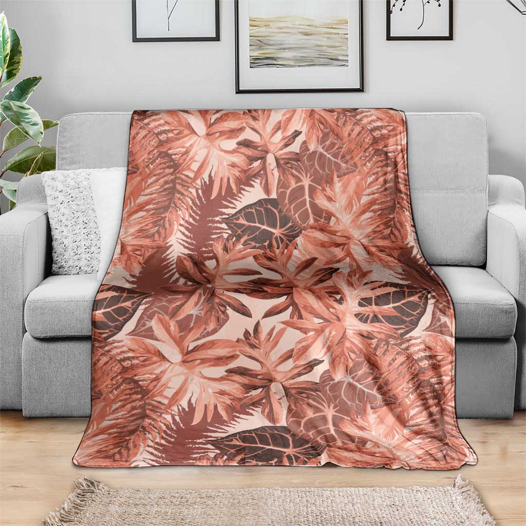 Hawaii Red Brown Tropical Leaves Blanket LT01 - Polynesian Pride