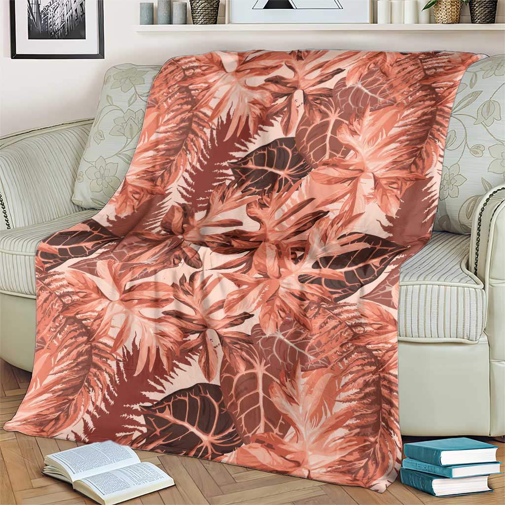 Hawaii Red Brown Tropical Leaves Blanket LT01 - Polynesian Pride