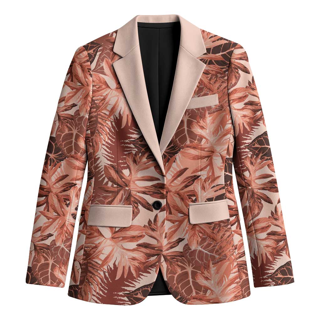Hawaii Red Brown Tropical Leaves Blazer LT01 Unisex Brown - Polynesian Pride