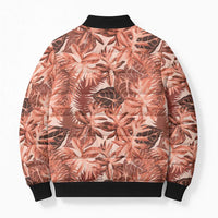 Hawaii Red Brown Tropical Leaves Bomber Puffer Jacket LT01 - Polynesian Pride