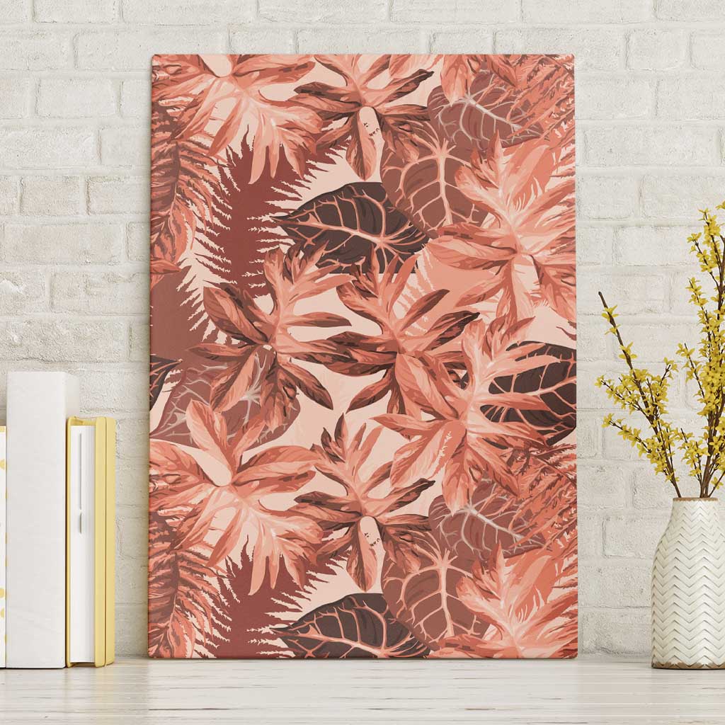 Hawaii Red Brown Tropical Leaves Canvas Wall Art LT01 Without Frame Brown - Polynesian Pride