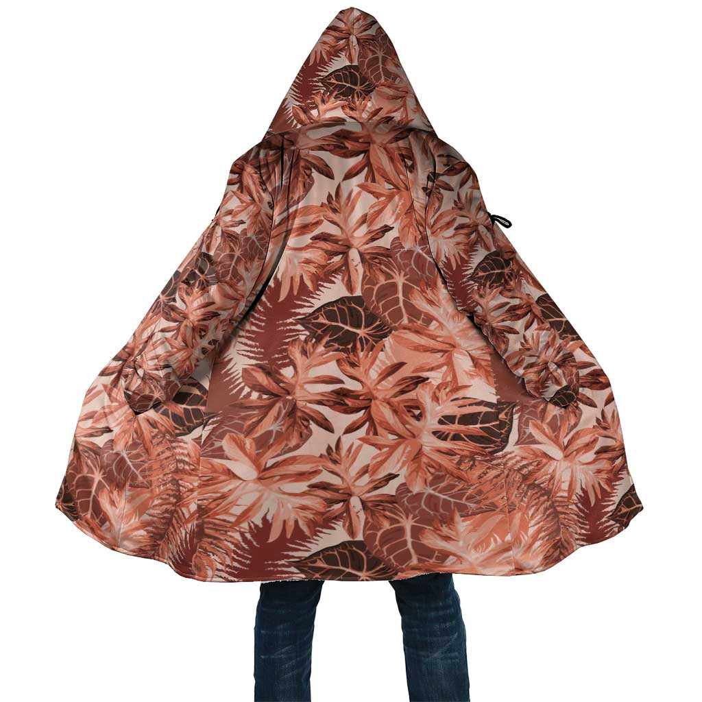 Hawaii Red Brown Tropical Leaves Cloak LT01 Unisex Brown - Polynesian Pride