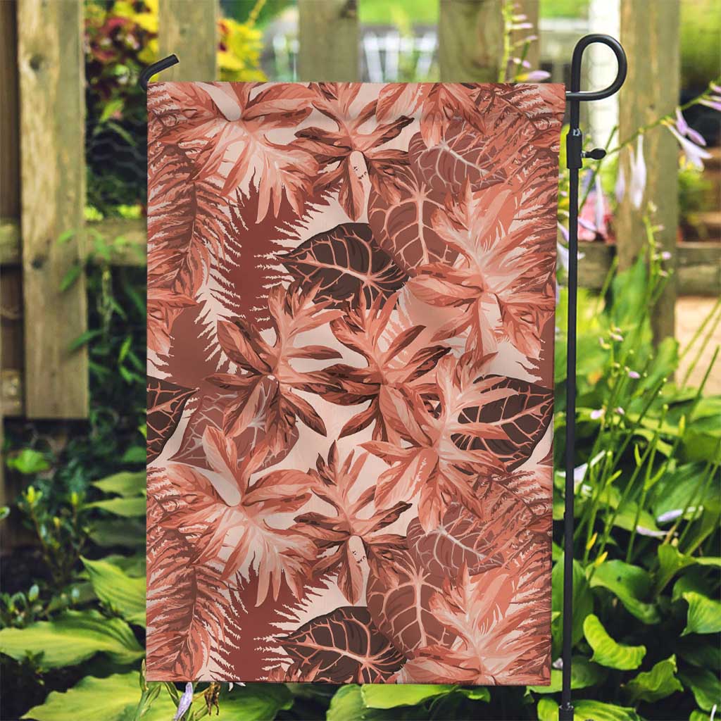 Hawaii Red Brown Tropical Leaves Garden Flag LT01 Garden Flag Brown - Polynesian Pride