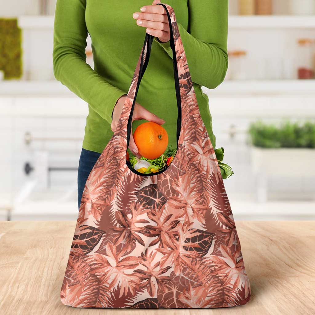Hawaii Red Brown Tropical Leaves Grocery Bag LT01 - Polynesian Pride