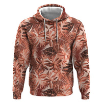 Hawaii Red Brown Tropical Leaves Hoodie LT01 Pullover Hoodie Brown - Polynesian Pride