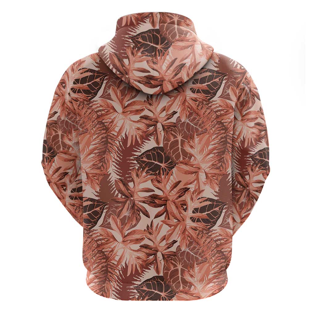 Hawaii Red Brown Tropical Leaves Hoodie LT01 - Polynesian Pride
