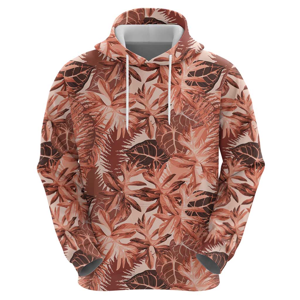 Hawaii Red Brown Tropical Leaves Hoodie LT01 - Polynesian Pride