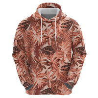 Hawaii Red Brown Tropical Leaves Hoodie LT01 - Polynesian Pride