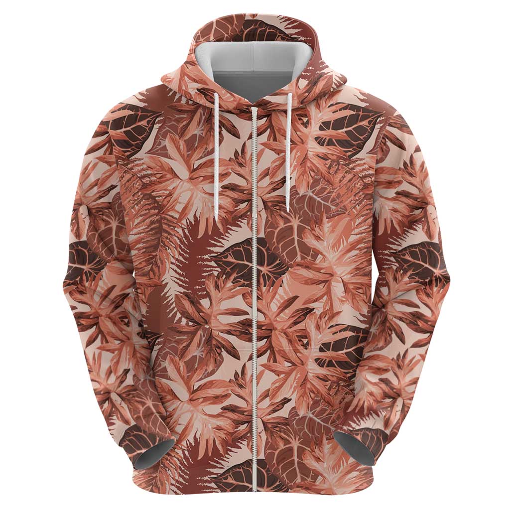 Hawaii Red Brown Tropical Leaves Hoodie LT01 - Polynesian Pride