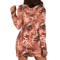 Hawaii Red Brown Tropical Leaves Hoodie Dress LT01 - Polynesian Pride