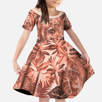 Hawaii Red Brown Tropical Leaves Kid Short Sleeve Dress LT01 KID Brown - Polynesian Pride