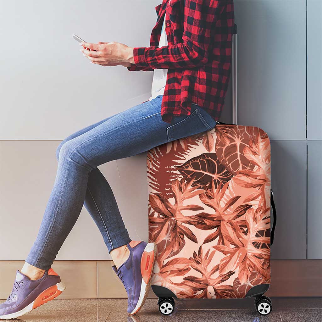 Hawaii Red Brown Tropical Leaves Luggage Cover LT01 - Polynesian Pride