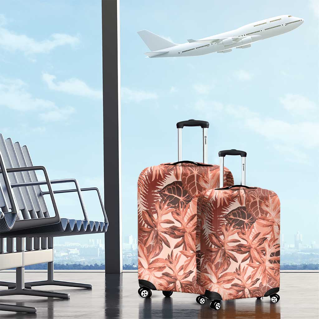Hawaii Red Brown Tropical Leaves Luggage Cover LT01 - Polynesian Pride
