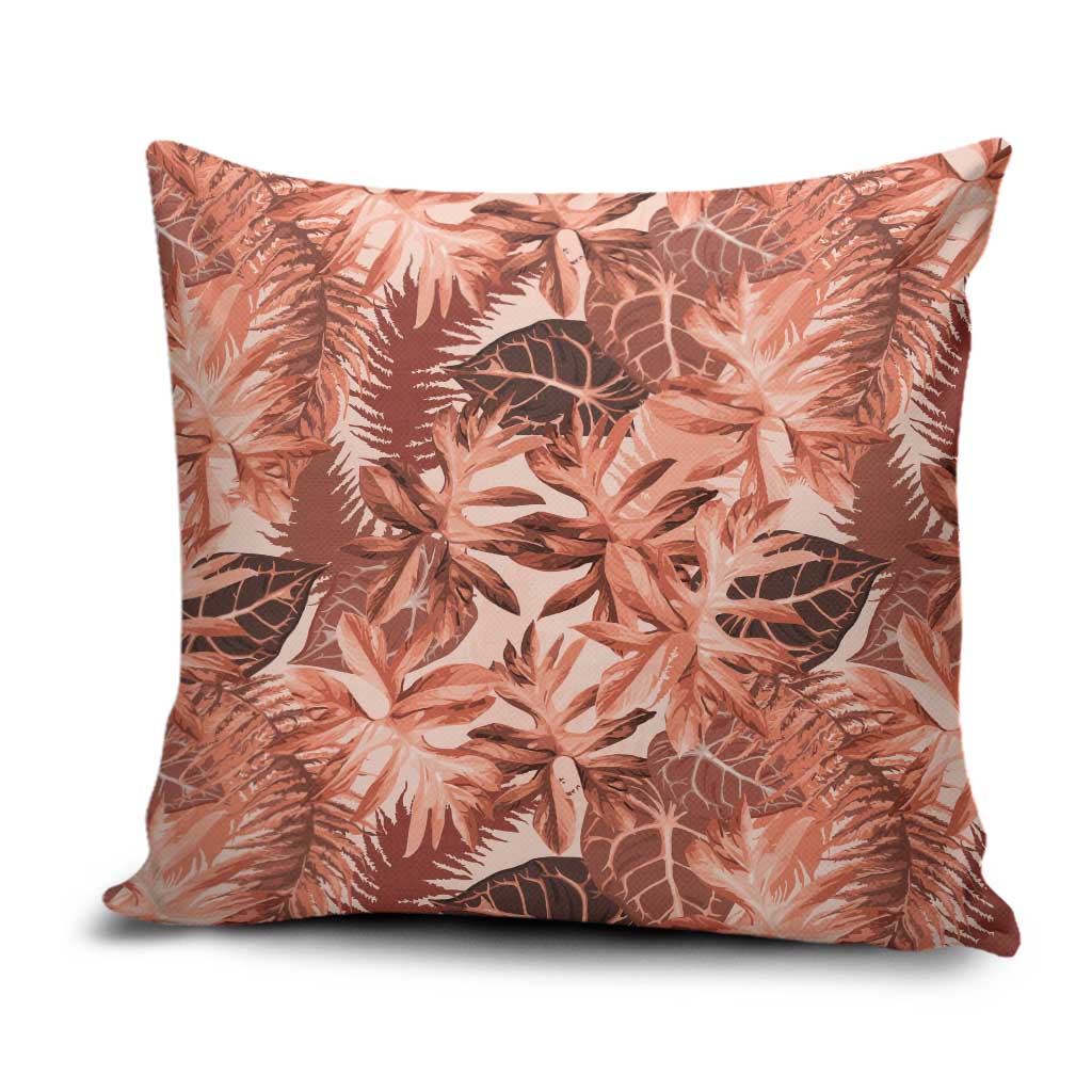 Hawaii Red Brown Tropical Leaves Pillow Cover LT01 Brown - Polynesian Pride
