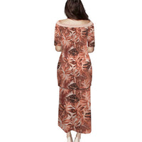 Hawaii Red Brown Tropical Leaves Puletasi LT01 - Polynesian Pride