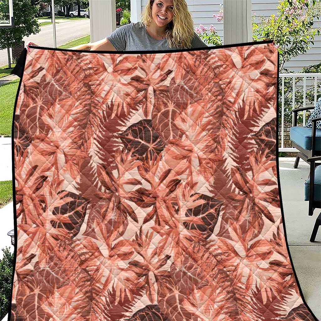 Hawaii Red Brown Tropical Leaves Quilt LT01 Brown - Polynesian Pride