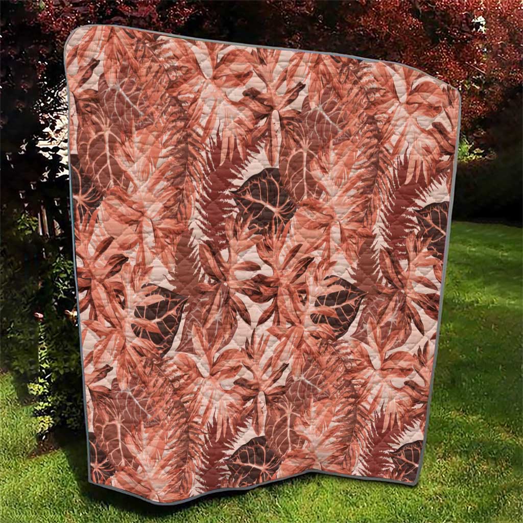Hawaii Red Brown Tropical Leaves Quilt LT01 - Polynesian Pride