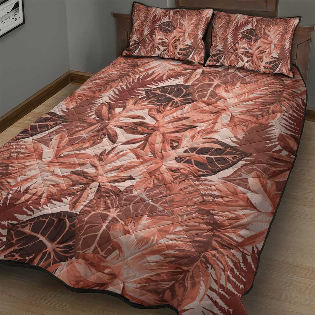 Hawaii Red Brown Tropical Leaves Quilt Bed Set LT01 - Polynesian Pride