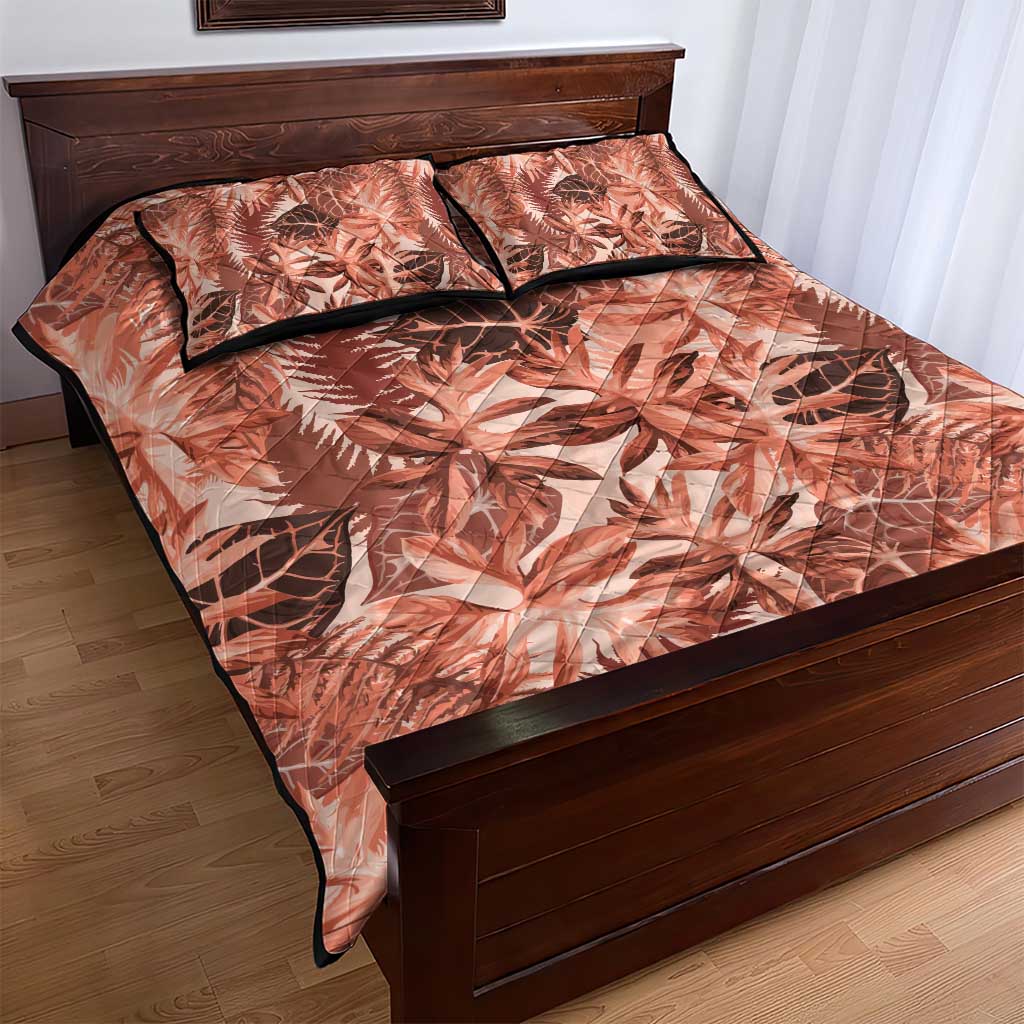 Hawaii Red Brown Tropical Leaves Quilt Bed Set LT01 - Polynesian Pride