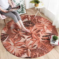 Hawaii Red Brown Tropical Leaves Round Carpet LT01 - Polynesian Pride