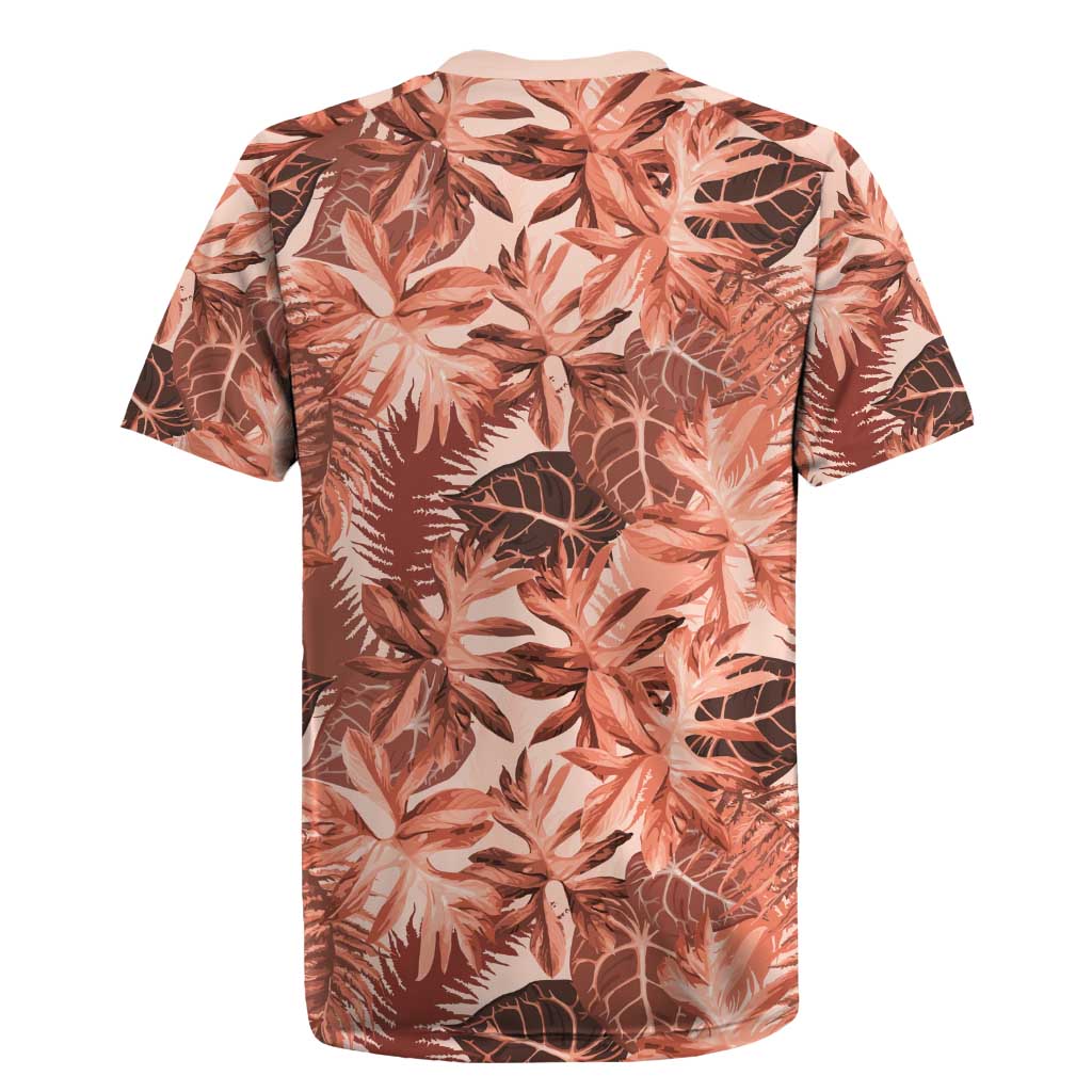Hawaii Red Brown Tropical Leaves Rugby Jersey LT01 - Polynesian Pride