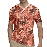 Hawaii Red Brown Tropical Leaves Rugby Jersey LT01 - Polynesian Pride