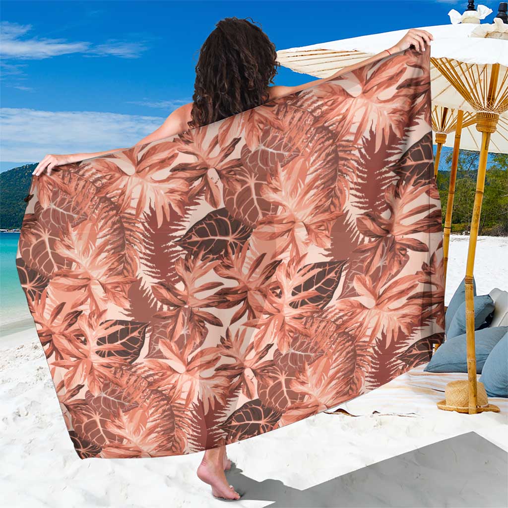 Hawaii Red Brown Tropical Leaves Sarong LT01 One Size 44 x 66 inches Brown - Polynesian Pride