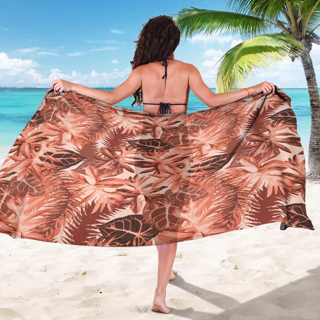 Hawaii Red Brown Tropical Leaves Sarong LT01 - Polynesian Pride