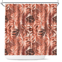 Hawaii Red Brown Tropical Leaves Shower Curtain LT01 Brown - Polynesian Pride