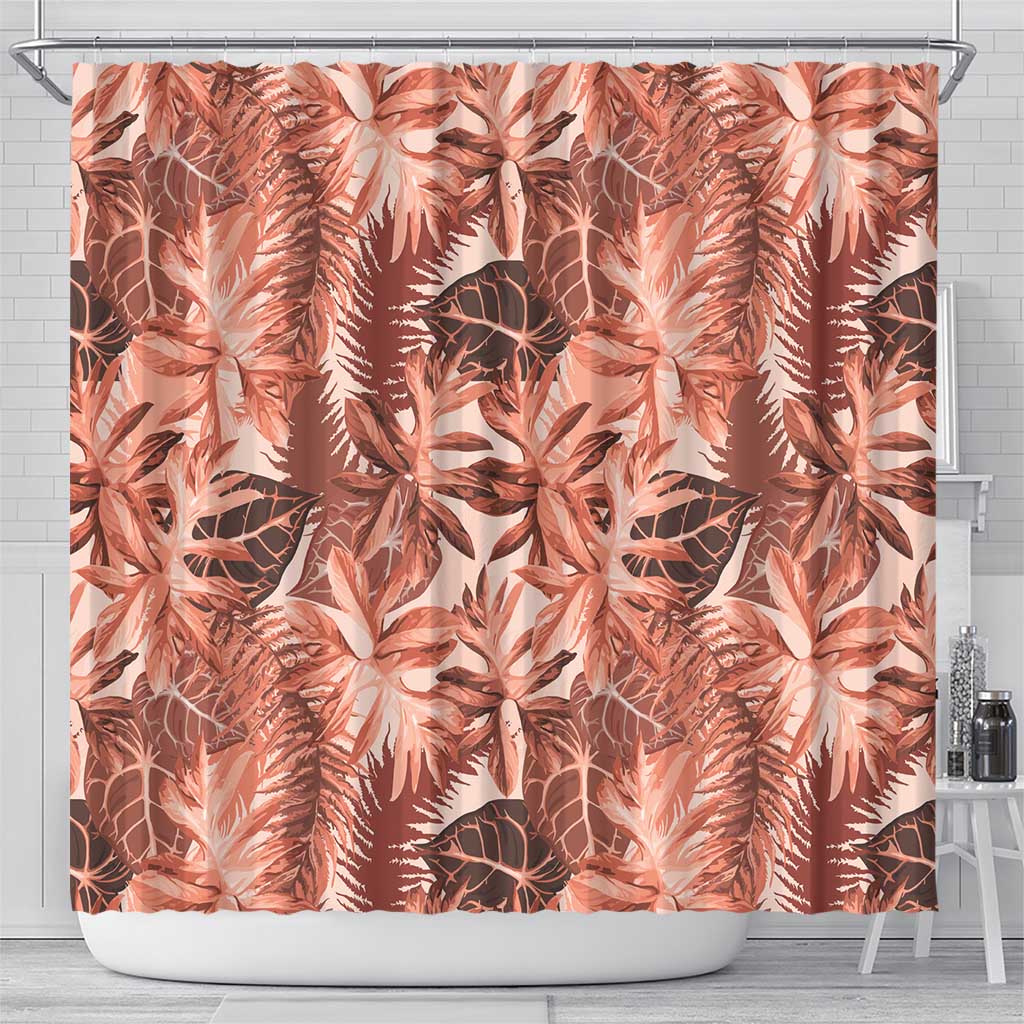 Hawaii Red Brown Tropical Leaves Shower Curtain LT01 - Polynesian Pride