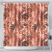 Hawaii Red Brown Tropical Leaves Shower Curtain LT01 - Polynesian Pride