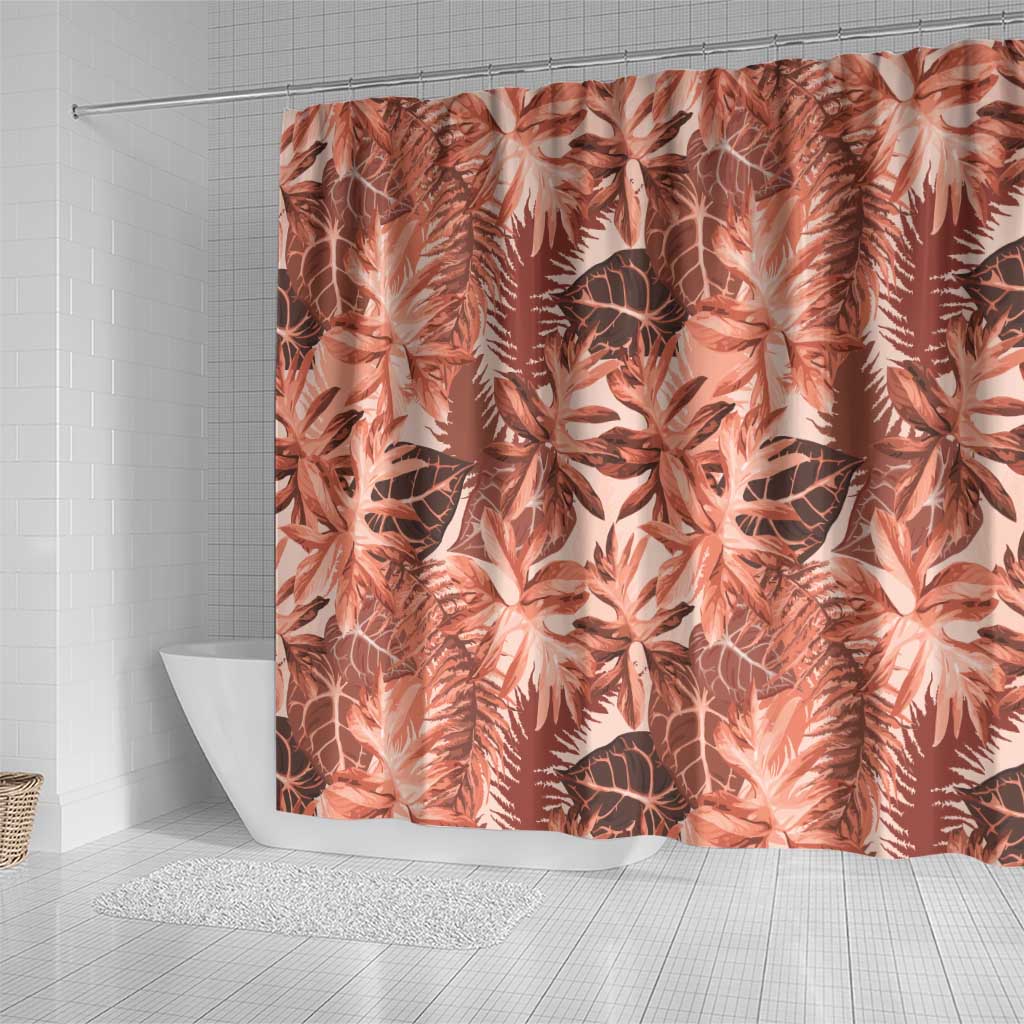 Hawaii Red Brown Tropical Leaves Shower Curtain LT01 - Polynesian Pride